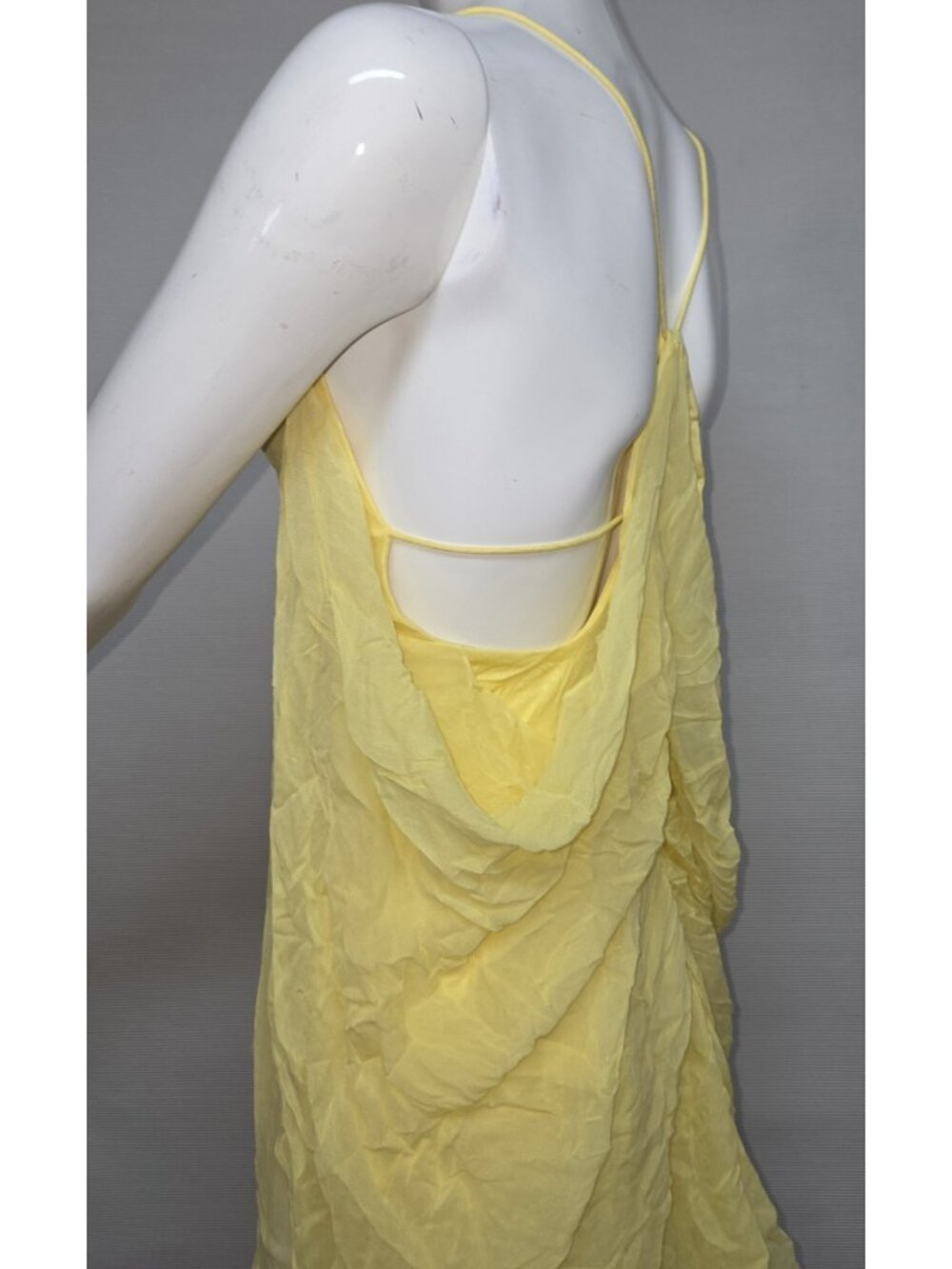 Bebe Halter Top Women Size XS Yellow Ruffle Chiffon - Picture 5 of 9
